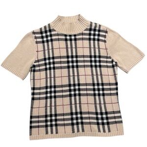 Burberry Beige and Black Plaid Top